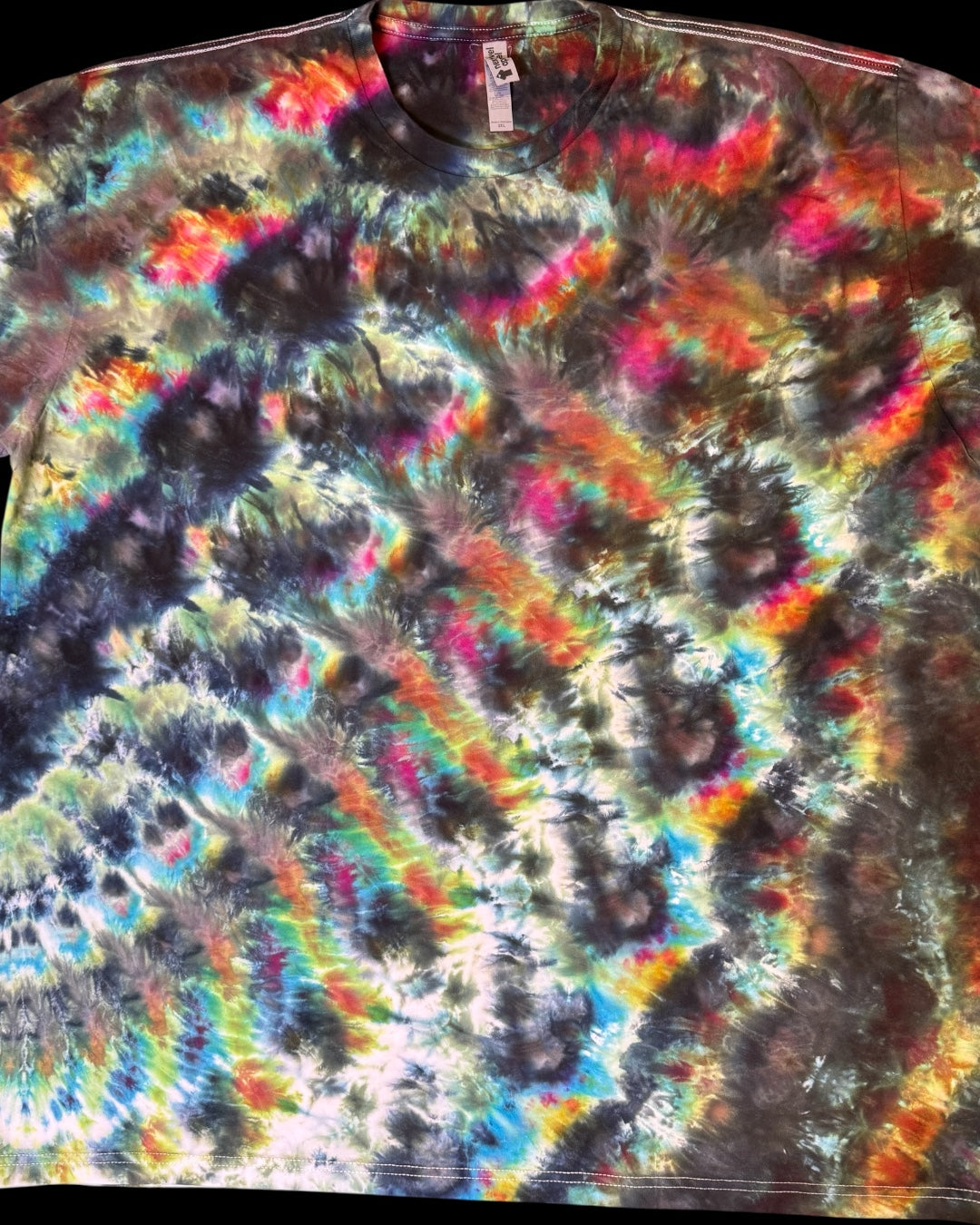 XXXL - ice dyed dark rainbow cosmic roll tee