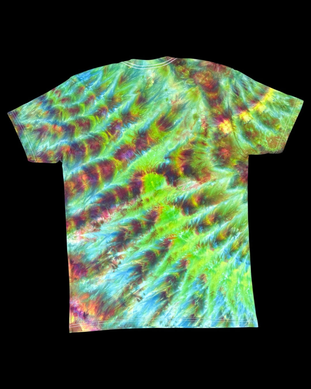 L - ice dyed electric green mindbender cosmic roll tee