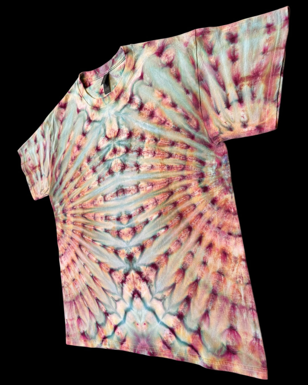 L - ice dyed black opal northern lights mirrored fan fold tee