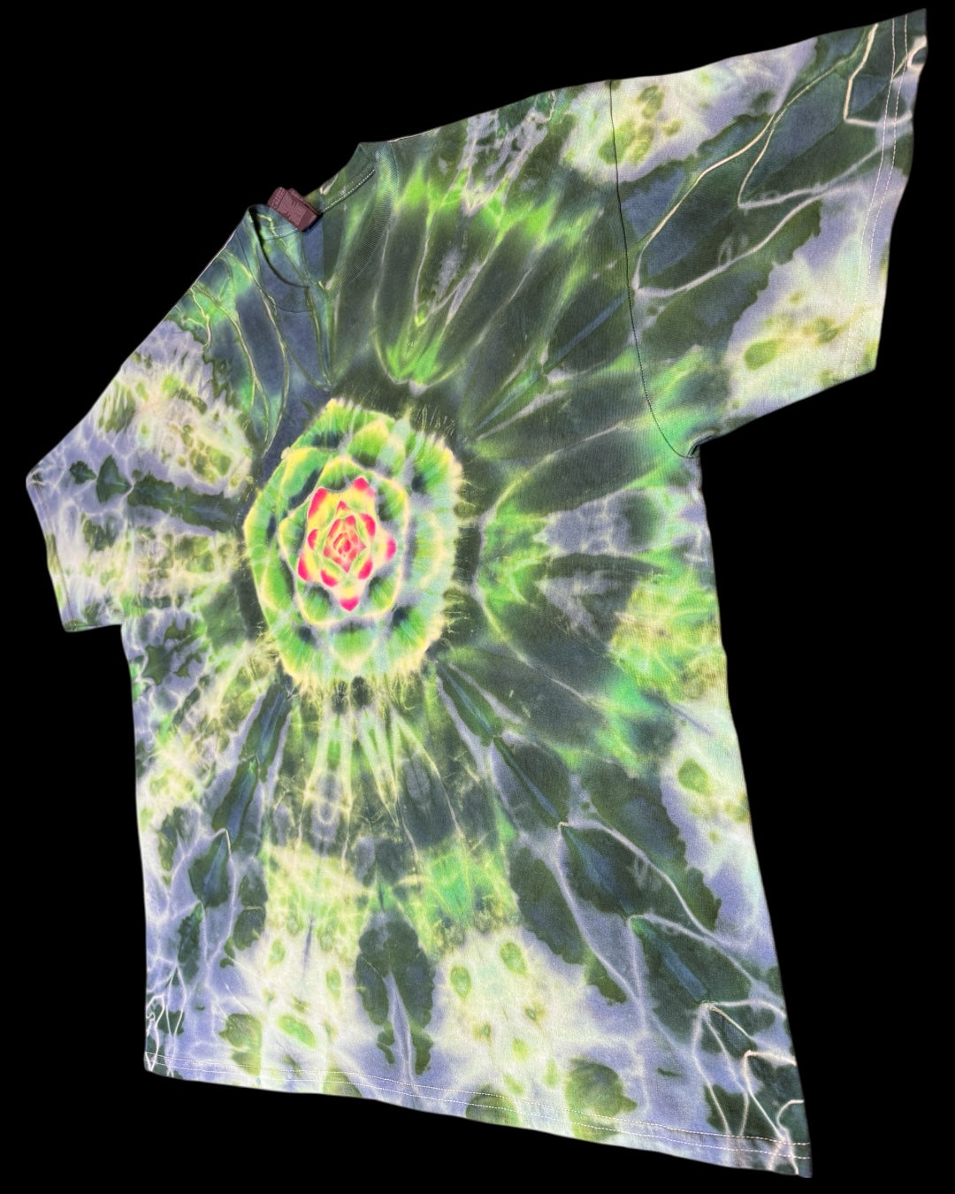 XL - UV reactive phthalo green pentagram mandala tee