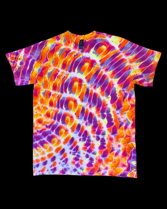 M - UV reactive liquid sunset cosmic roll tee