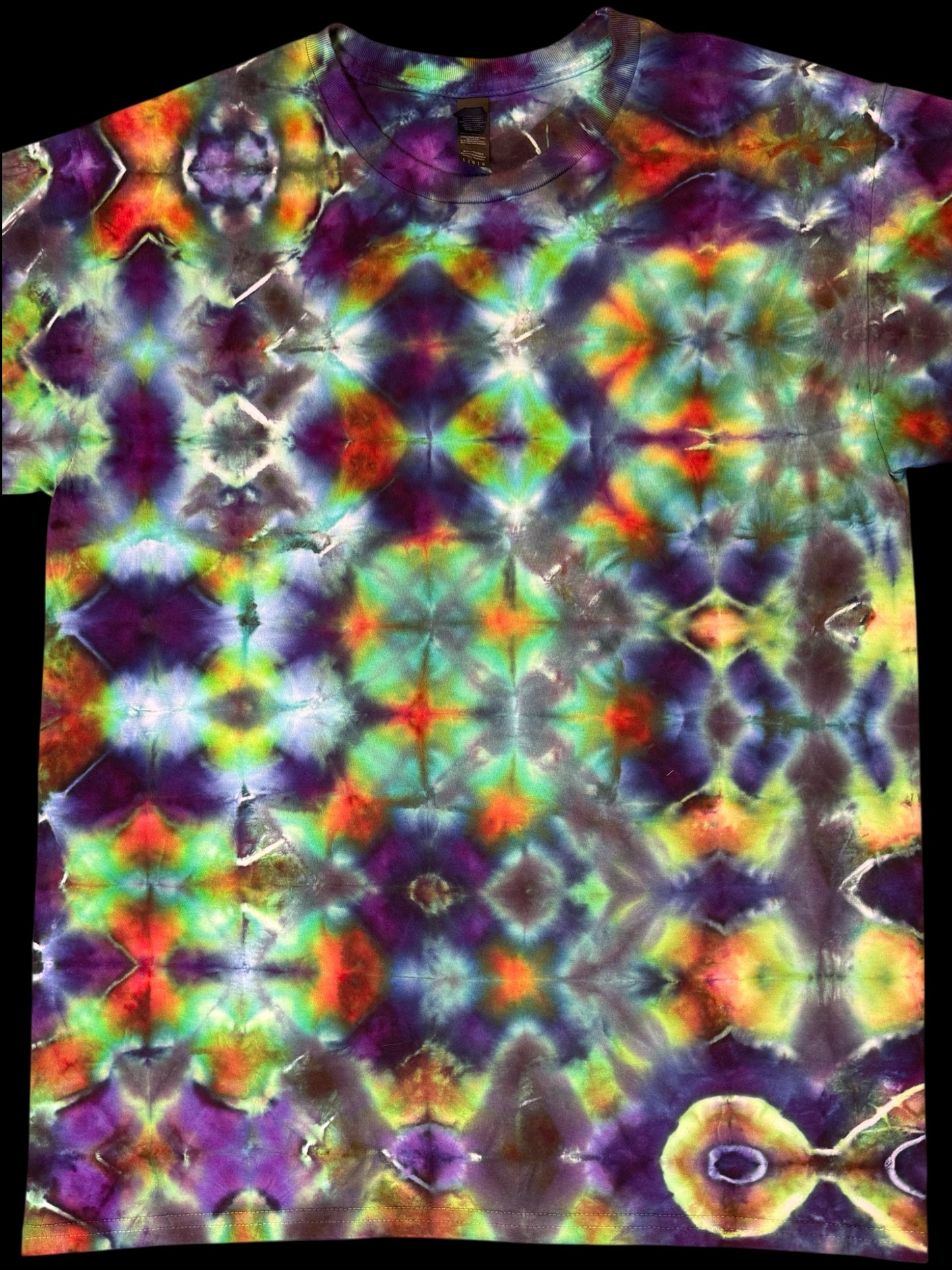 L - ice dyed multicolor glitch tee