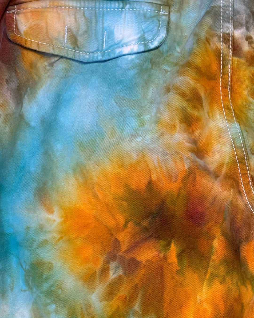 30” x 32” - upcycled ice dyed men’s pants