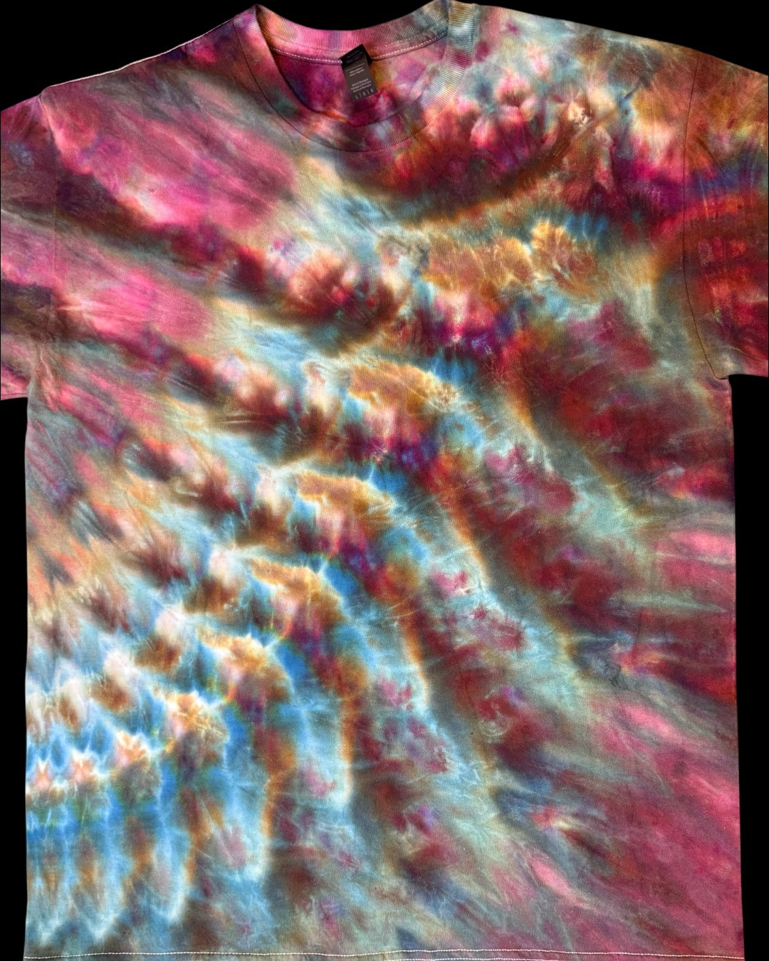 L - ice dyed mindbender black opal cosmic rolled tee