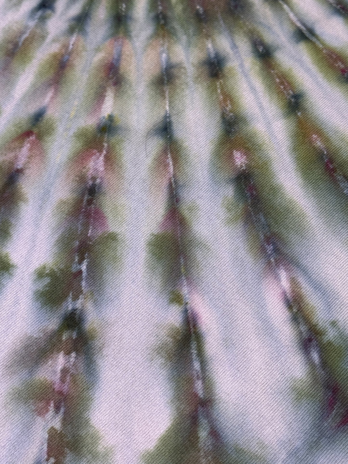 M - ice dyed lavender double fan in stormy gray tee