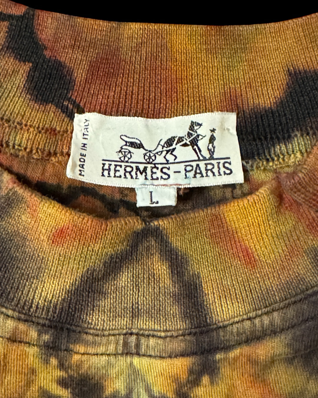 L - reversed ice dyed vintage Hermès tee