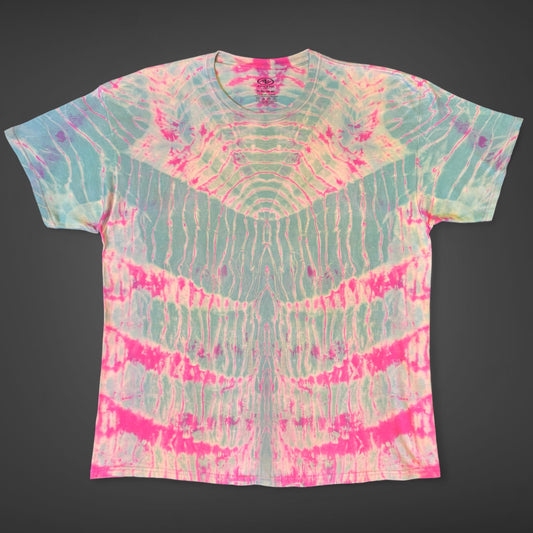 XL - pink reverse dyed arashi shibori tee