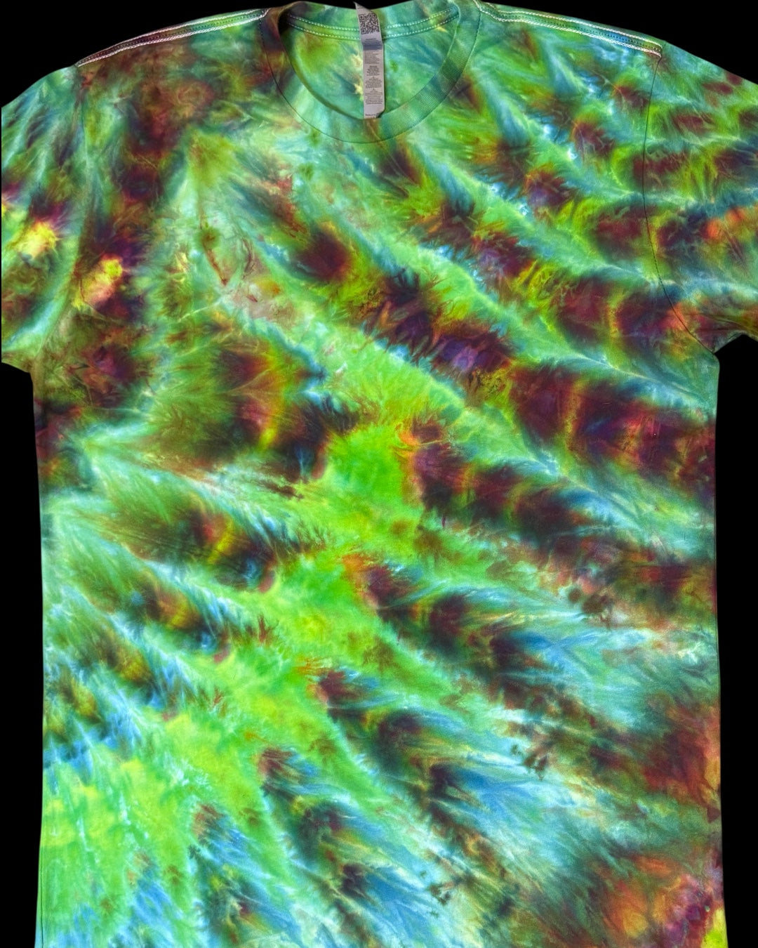 L - ice dyed electric green mindbender cosmic roll tee
