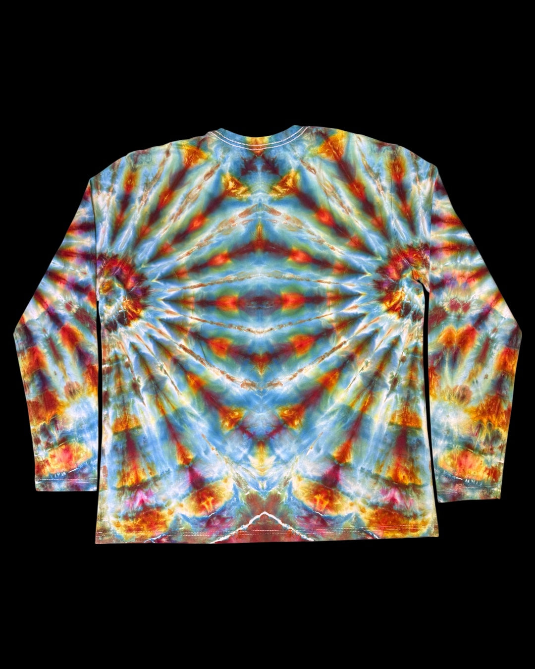 XXL - ice dyed mirrored fan fold long sleeve tee