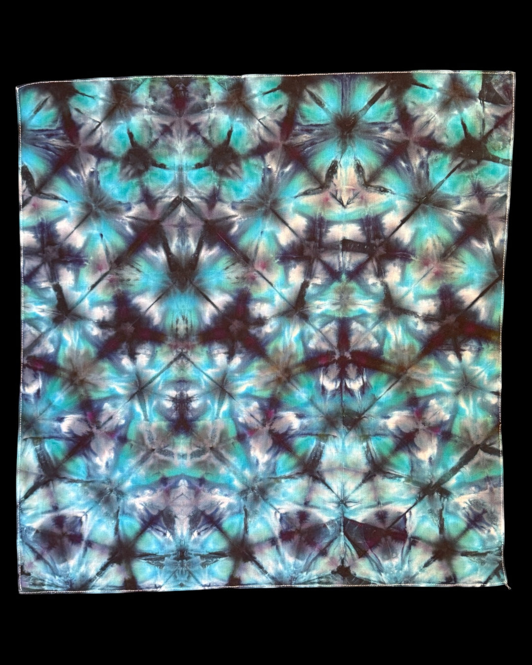 ice dyed tripled sekka shibori bandana