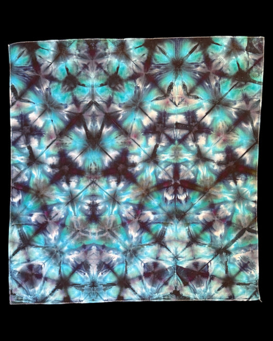 ice dyed tripled sekka shibori bandana