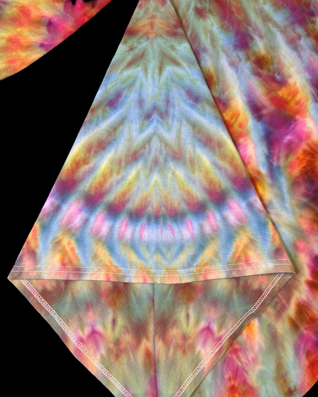 L - ice dyed phoenix flame and aster cosmic roll long sleeve tee