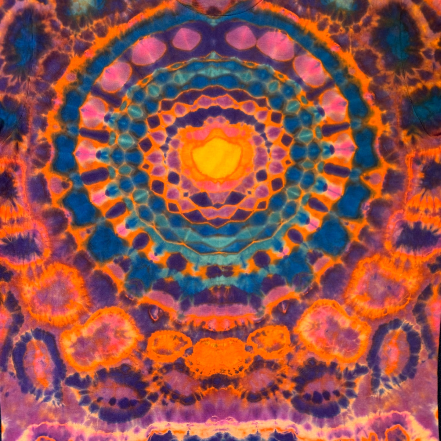 L - orange reverse dyed mandala kenney trip style combo tee