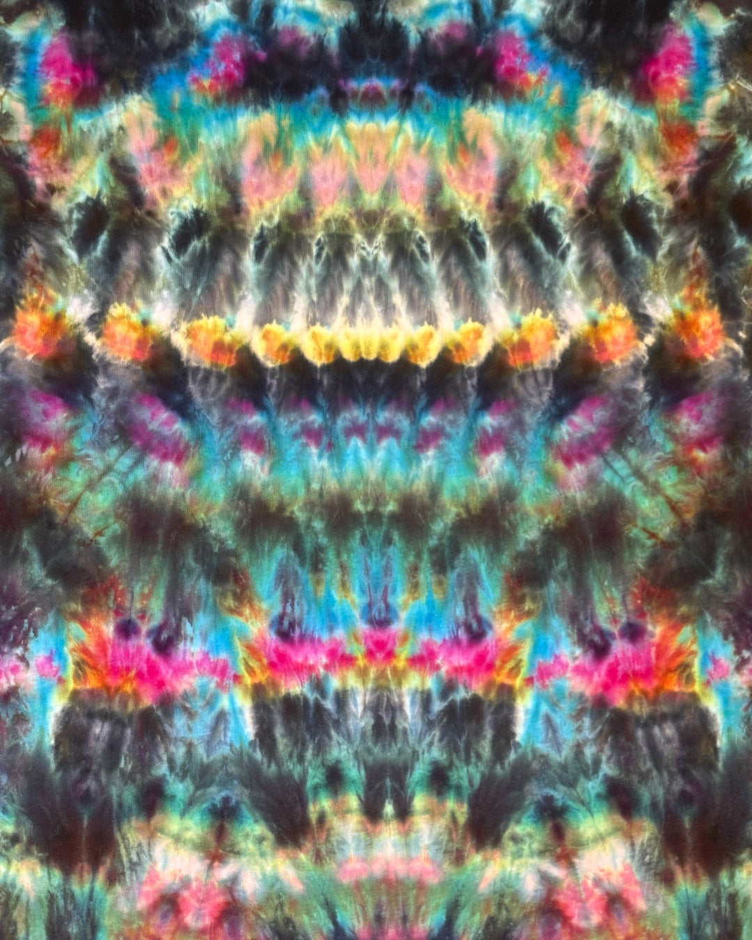 XL - ice dyed dark rainbow mirrored cosmic roll trip style combo tee