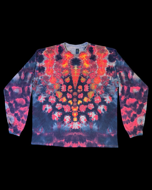 XL - red reverse dyed kenney style medallion cosmic roll combo long sleeve tee