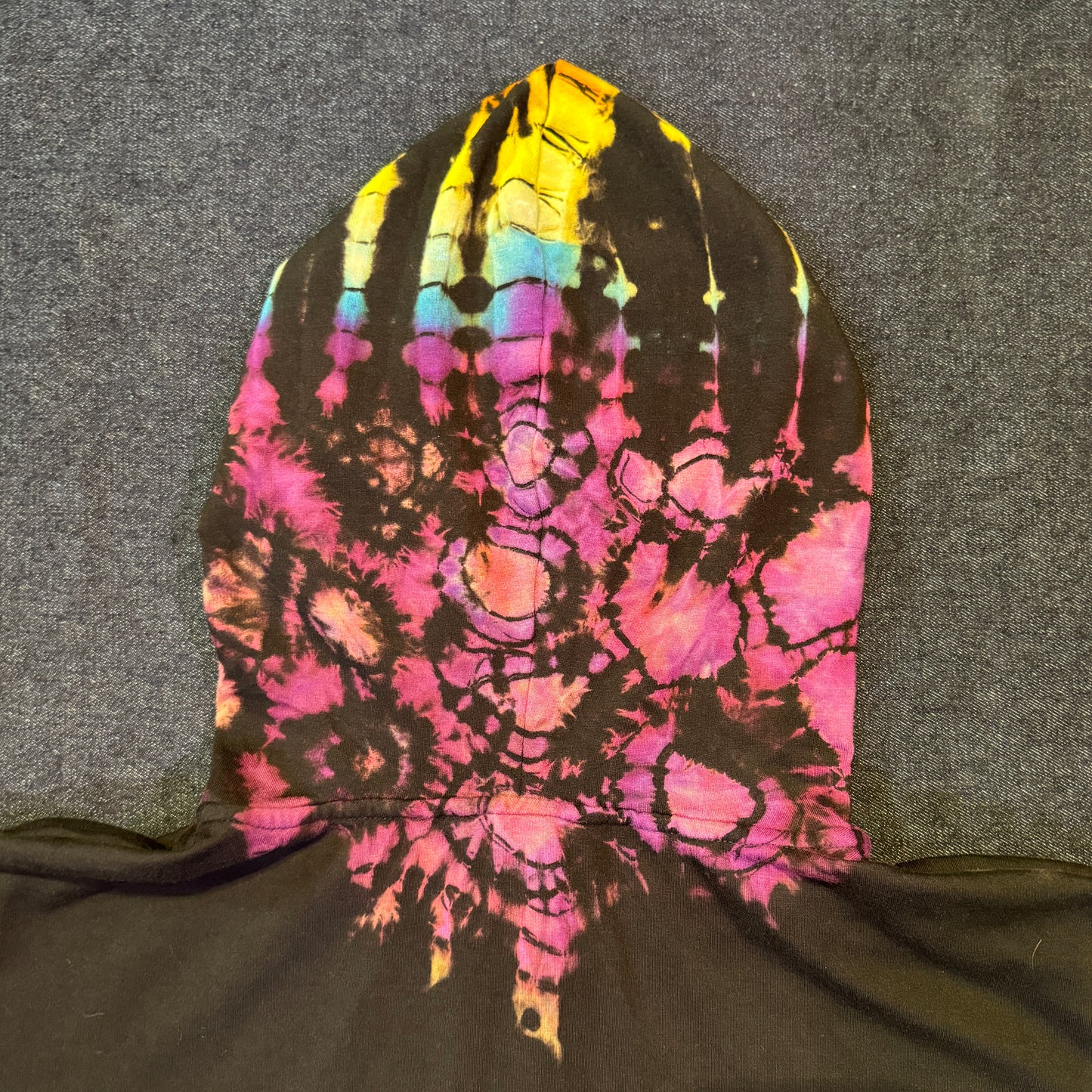 L - reverse dyed rainbow hoodie