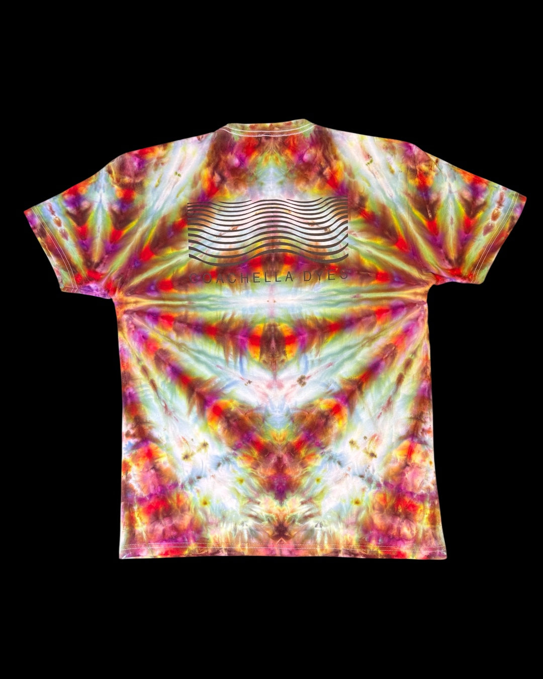 L - ice dyed mirrored fan fold logo tee