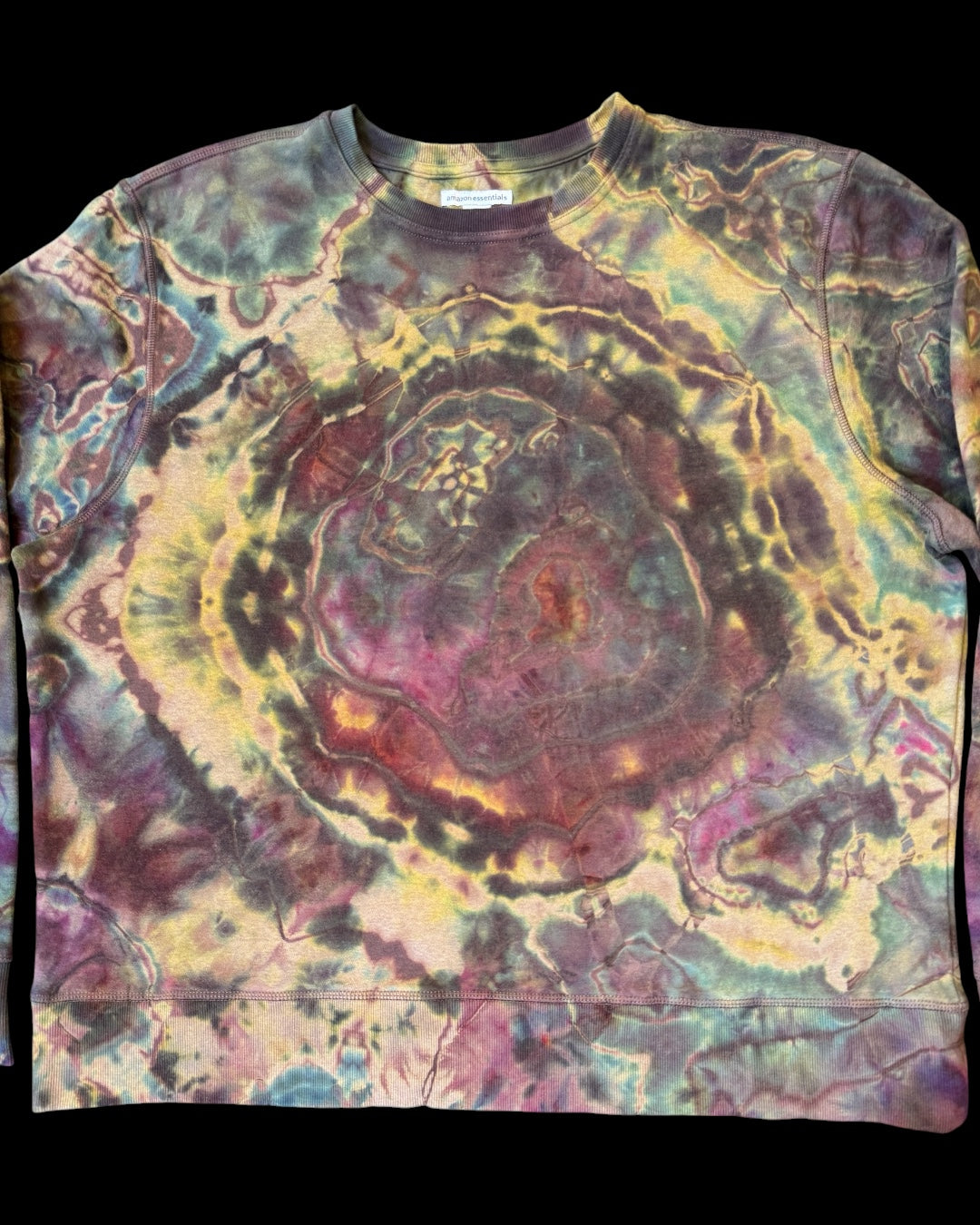 XXL - chocolate brown reversed ice dyed geode pullover sweatshirt