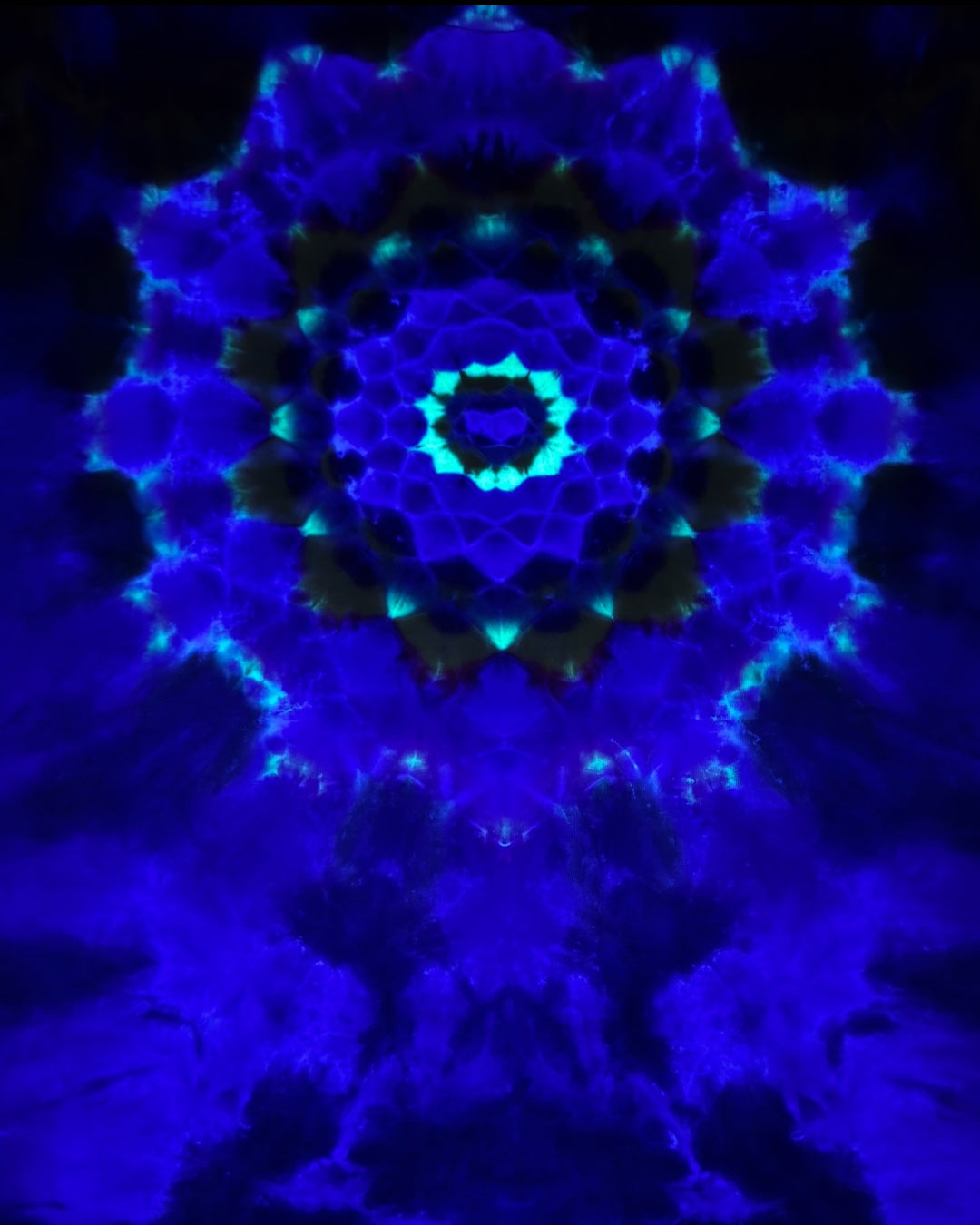 L - liquid dyed lime and black cherry mandala cosmic egg combo tee