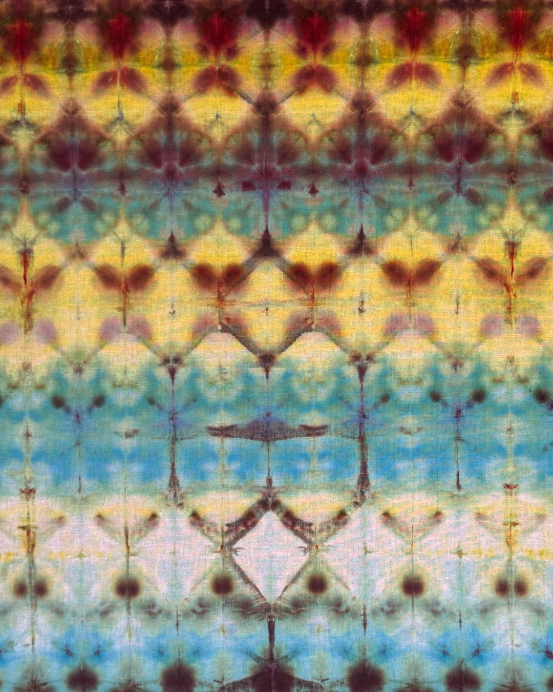 ice dyed UV reactive horizontal shibori bandana