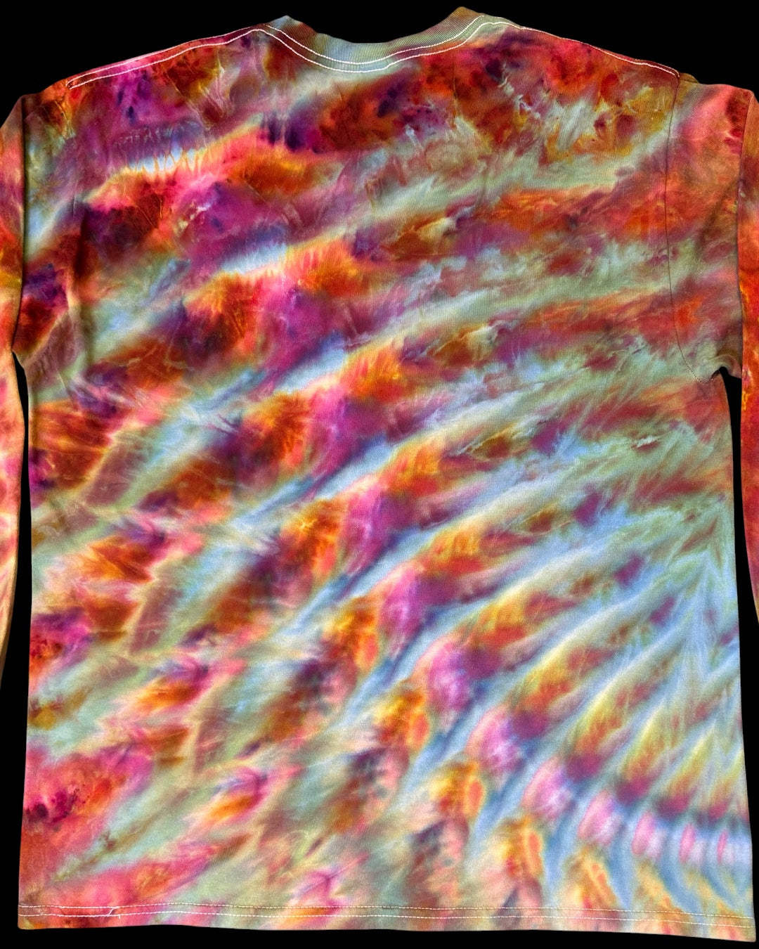 L - ice dyed phoenix flame and aster cosmic roll long sleeve tee