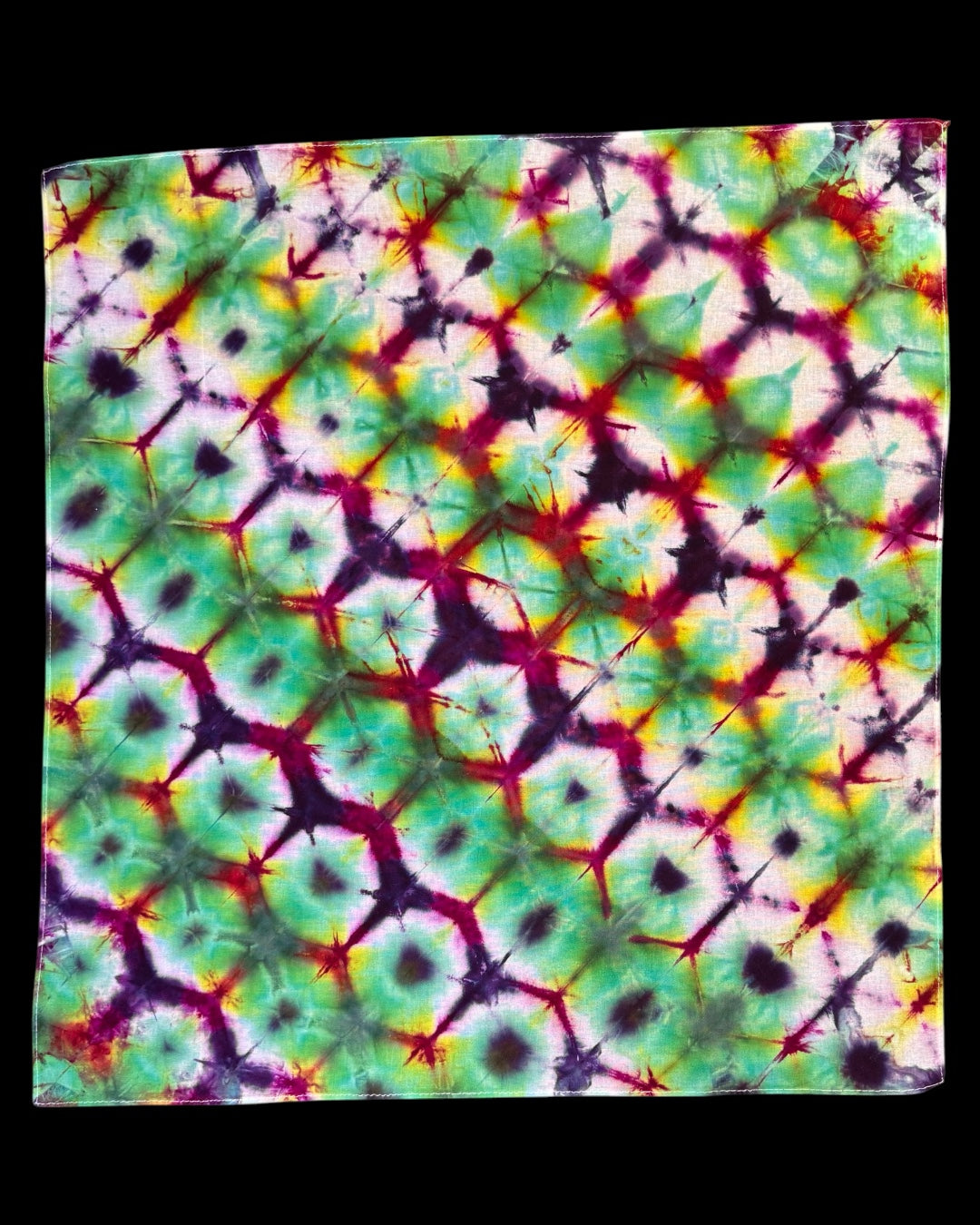 ice dyed multicolor sekka shibori bandana