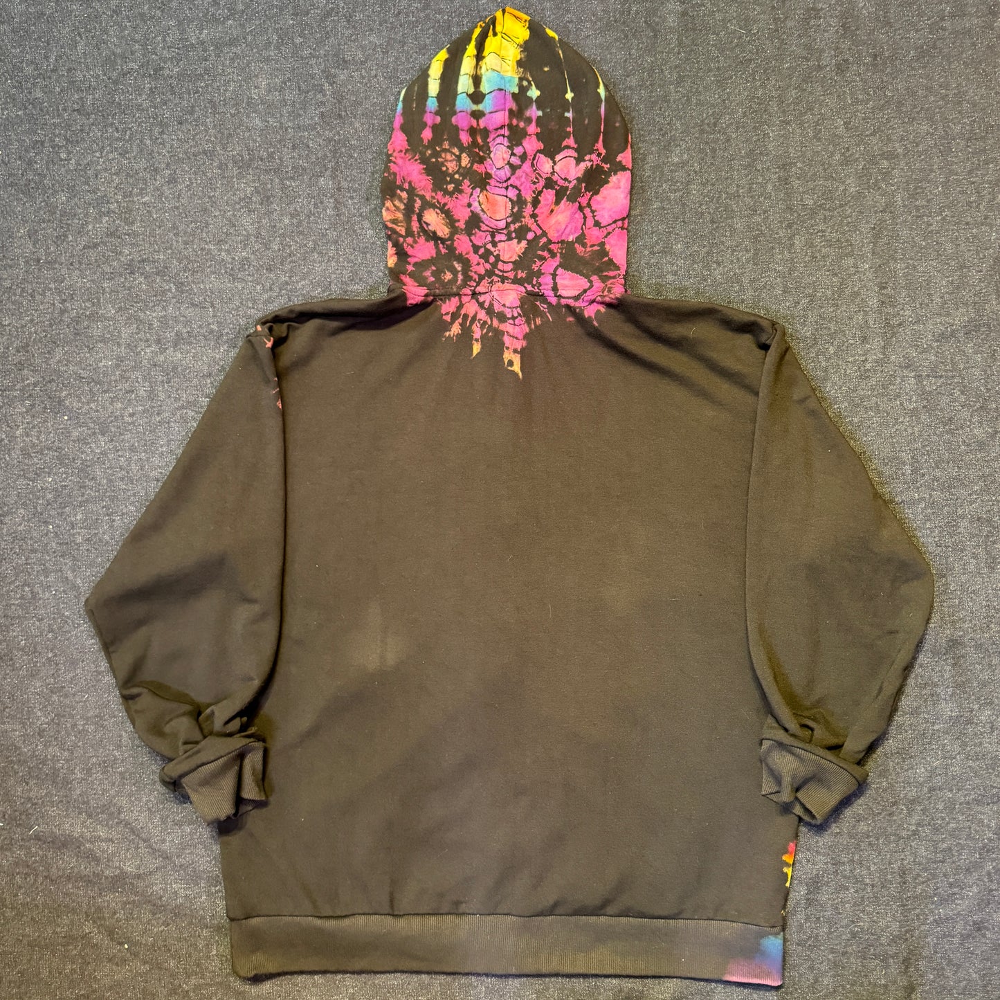 L - reverse dyed rainbow hoodie