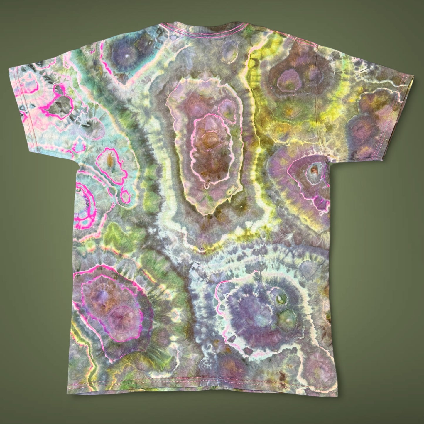 S - pink reversed and ice dyed geode tee