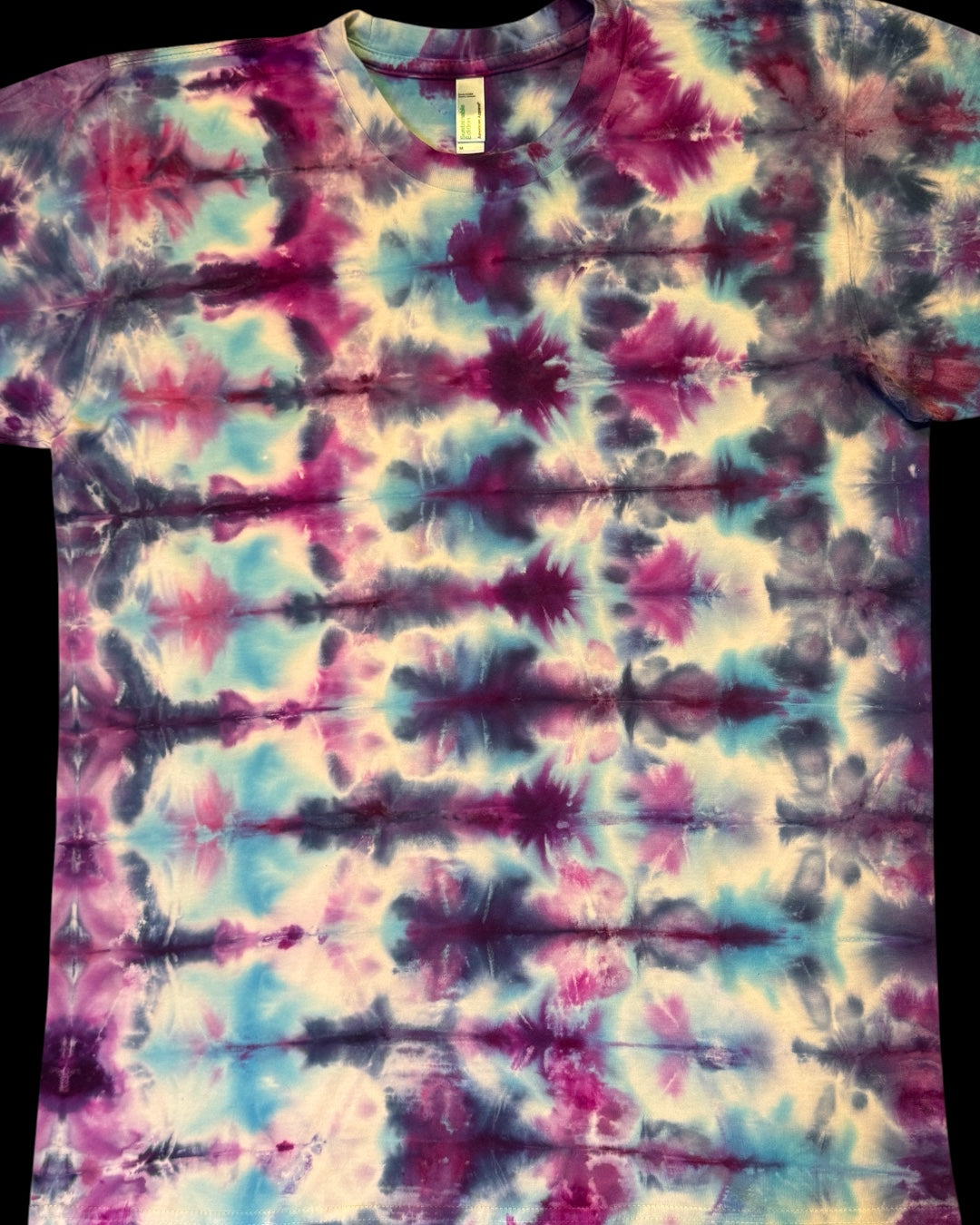 M - ice dyed blue and magenta sekka shibori tee