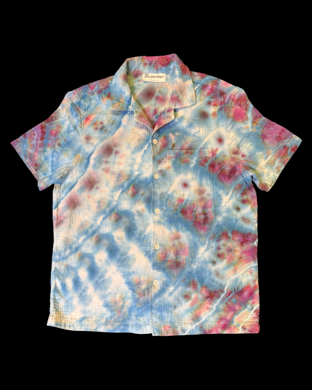 S - ice dyed cosmic rolled gauze cotton shirt