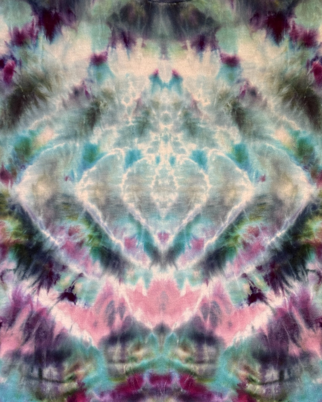 XL - ladies’ fit ice dyed mirrored cosmic rolled boxy cropped tee