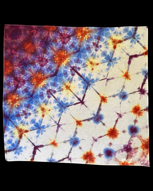 ice dyed warrior princess snow flower shibori bandana