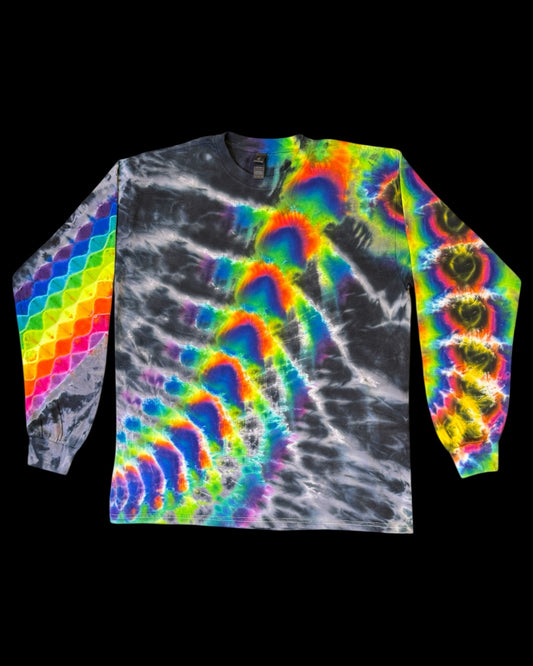 L - big rainbow energy cosmic roll combo long sleeve tee