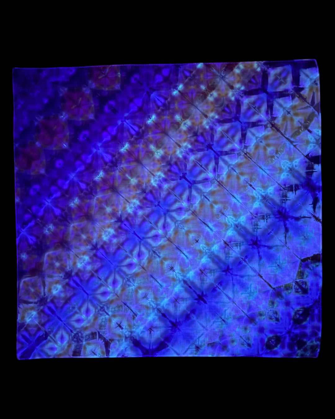 ice dyed UV reactive shibori bandana
