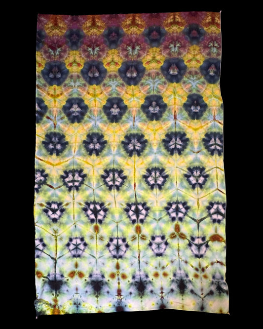 UV reactive navy/lime snow flower shibori large sized tapestry