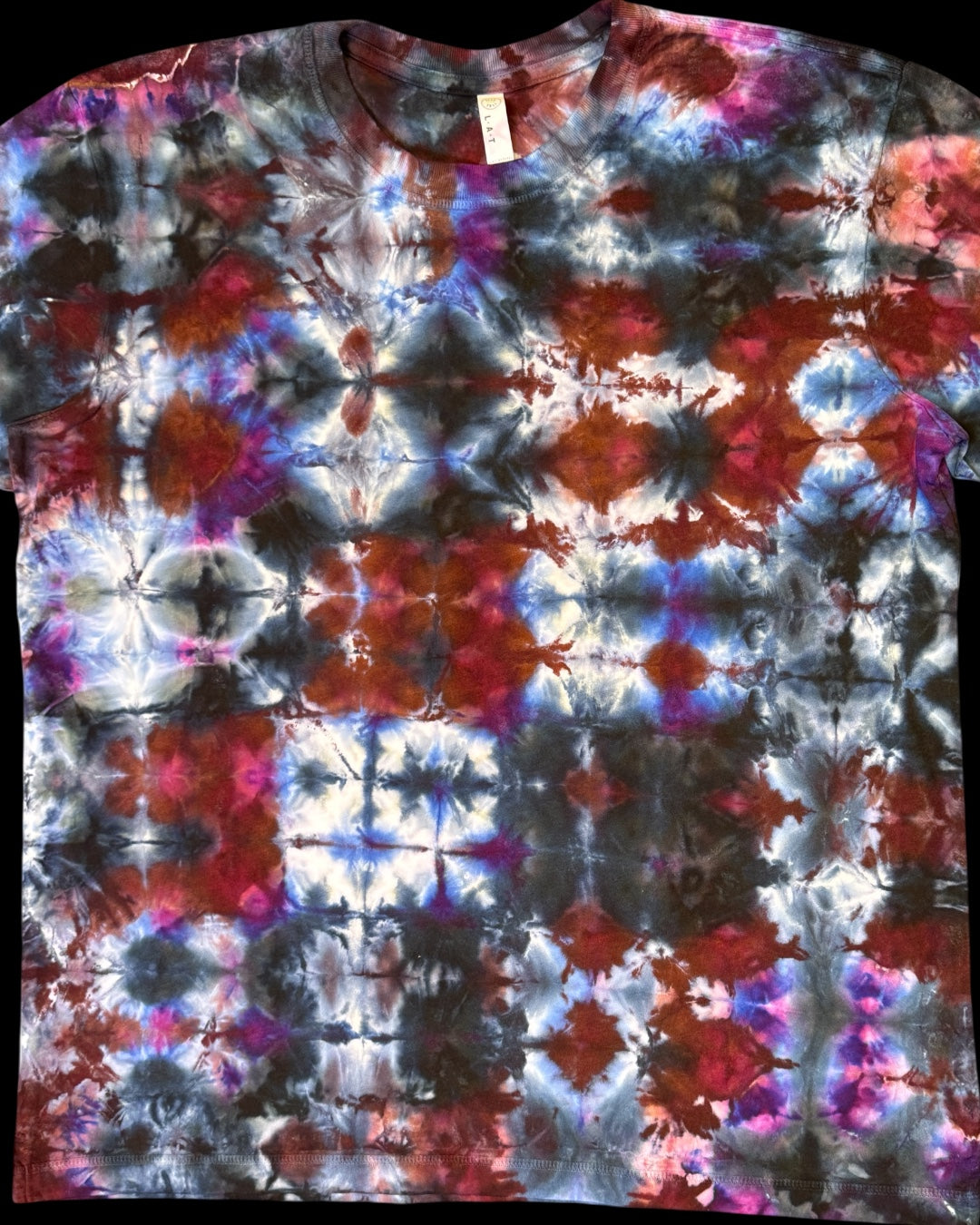 XL - ice dyed lilac bordeaux glitch bamboo tee