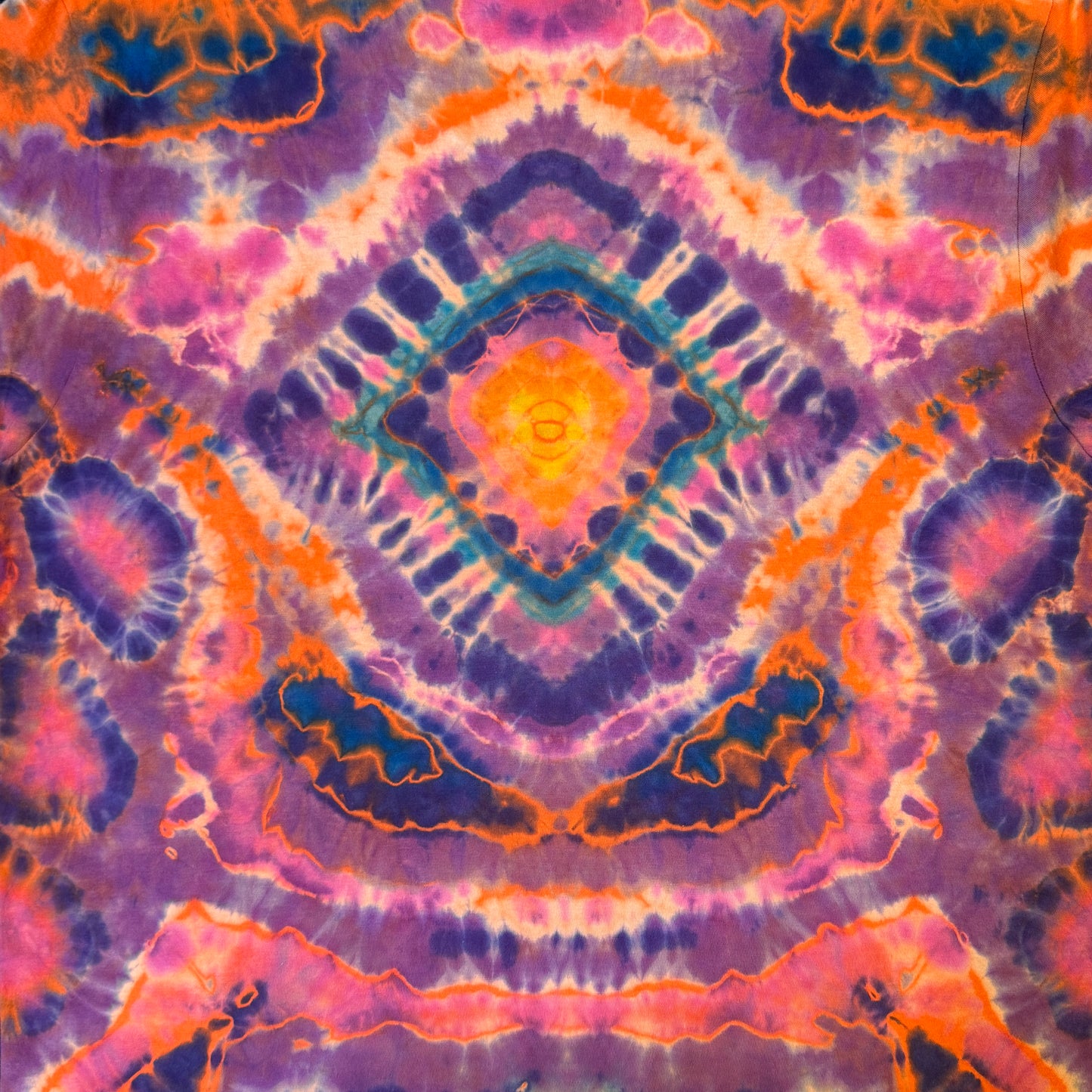 L - orange reverse dyed mandala kenney trip style combo tee