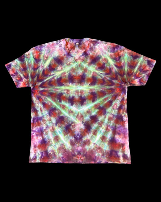 XXL - twice tied and ice dyed mirrored fan fold tee