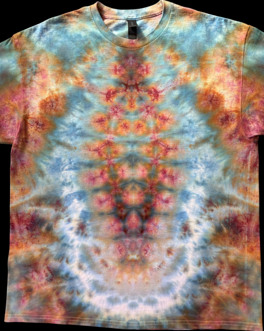 XL - black opal ice dyed klink medallion mandala combo tee