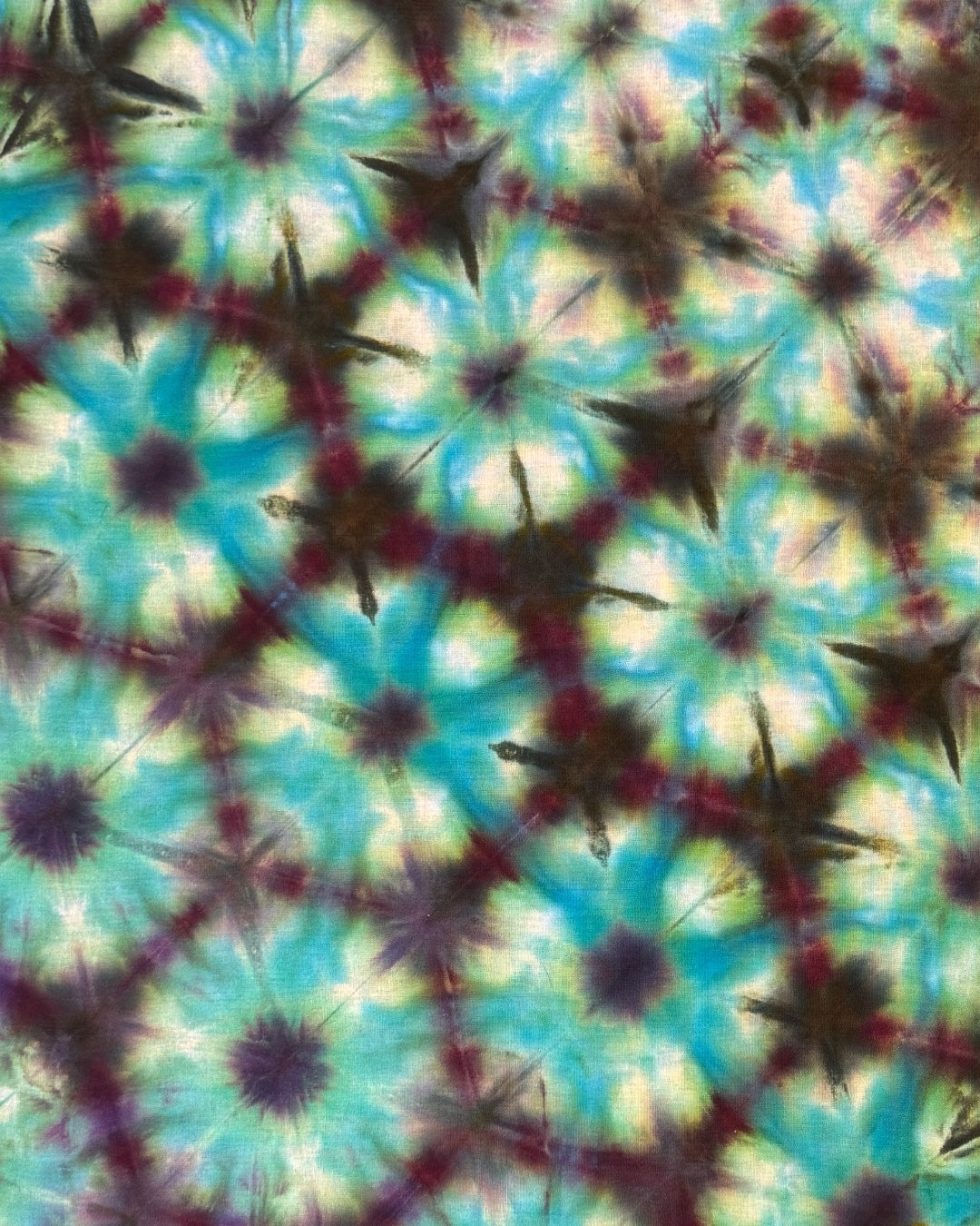 ice dyed sekka shibori green and blue with warrior princess bandana