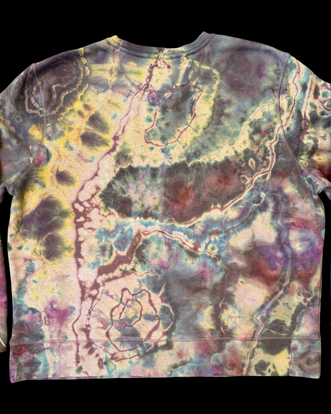 XXL - chocolate brown reversed ice dyed geode pullover sweatshirt