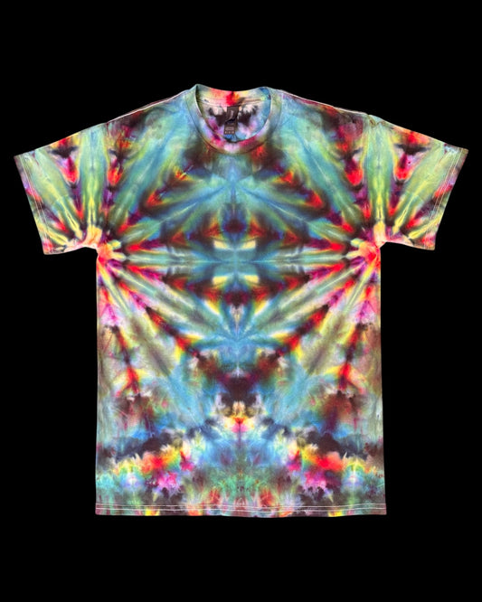 M - ice dyed mindbender tangerine fan fold tee