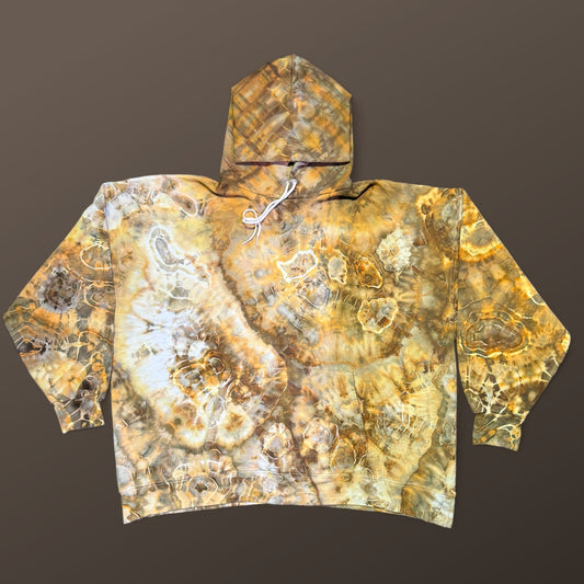 XXXL - ice dyed geode style hoodie in loden