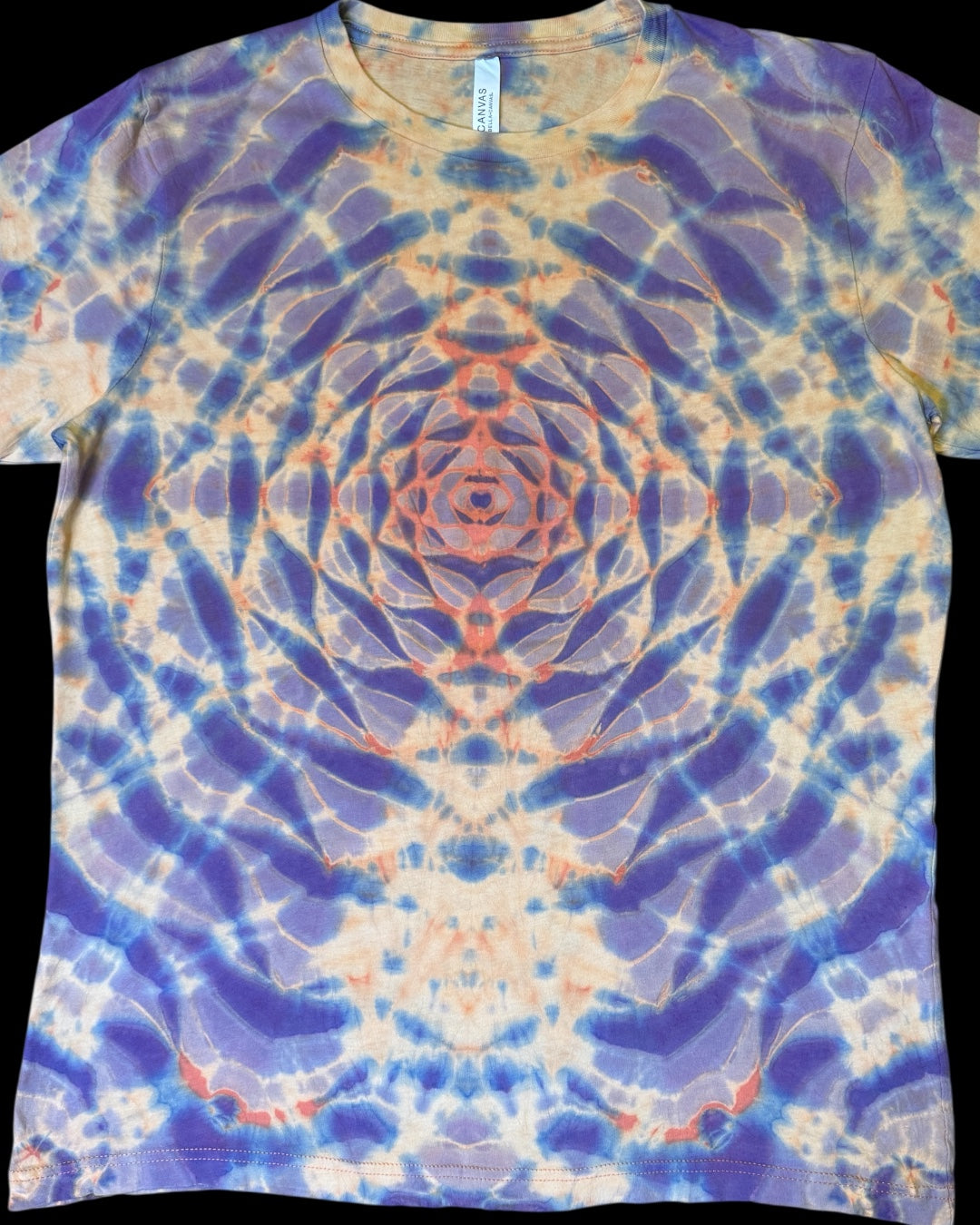L - orange reverse dyed lilac mandala tee