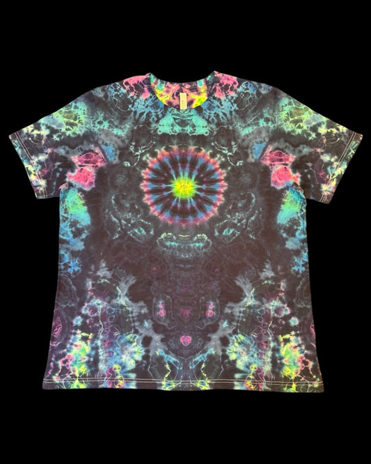 XL - navy overdyed mandala, kenney, trip combo tee with glowing spine