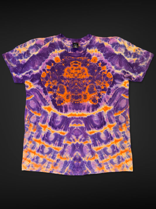 L - orange reverse dyed kenney style cosmic combo tee