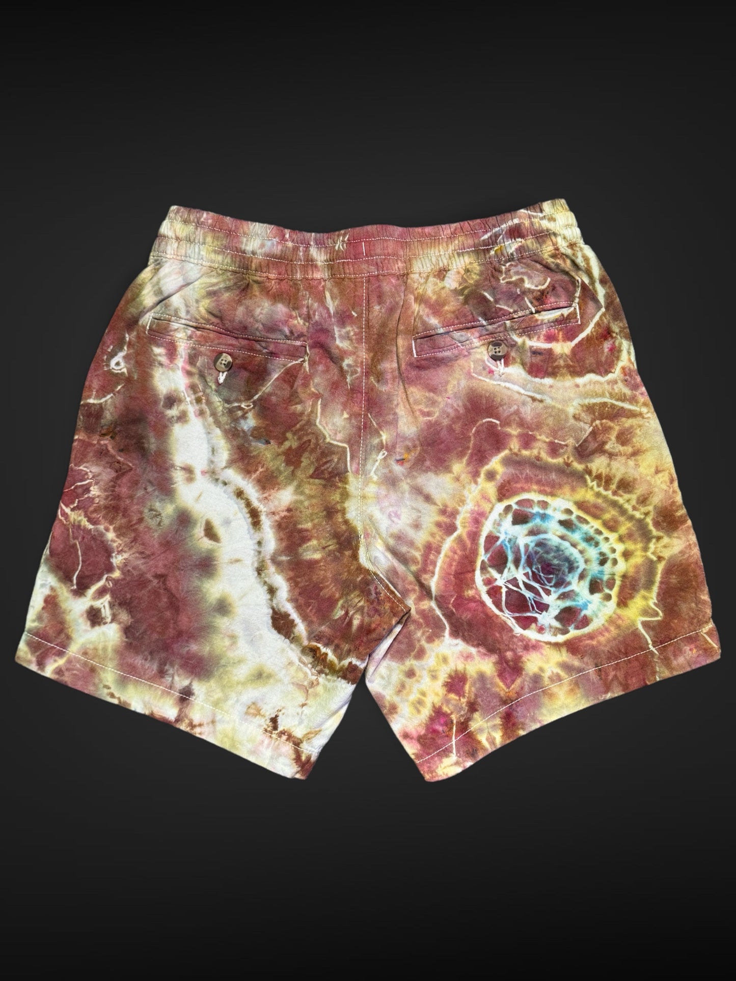 S - ice dyed drawstring cotton linen shorts