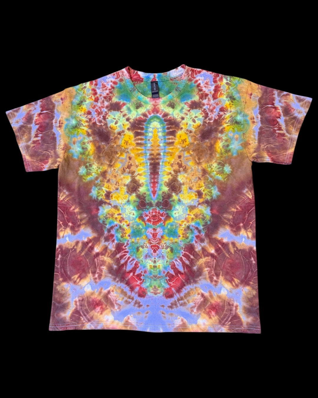 L - periwinkle reverse dyed UV reactive kenney style medallion tee