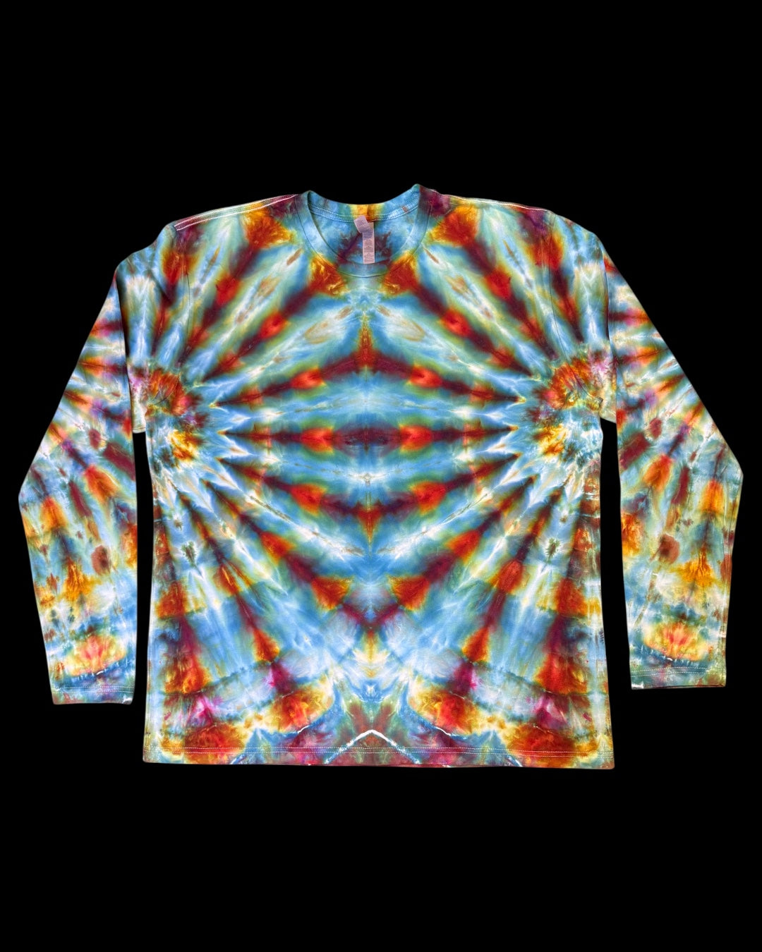 XXL - ice dyed mirrored fan fold long sleeve tee
