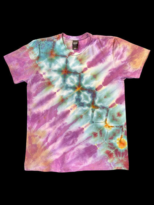 M - ice dyed diagonal klink with liquid purple tee